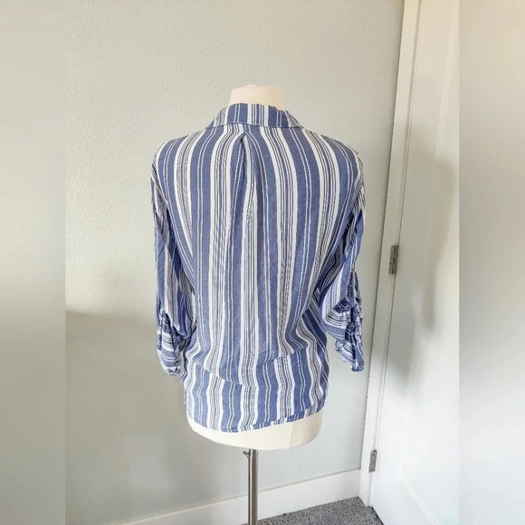 Heros & Dreamers Blue and White Striped Button Down Blouse. - Picture 10 of 10